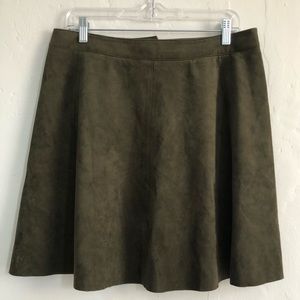 H&M faux suede Olive Green skater skirt Size: 12